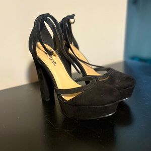 Black Suede Just Fab Black Heels